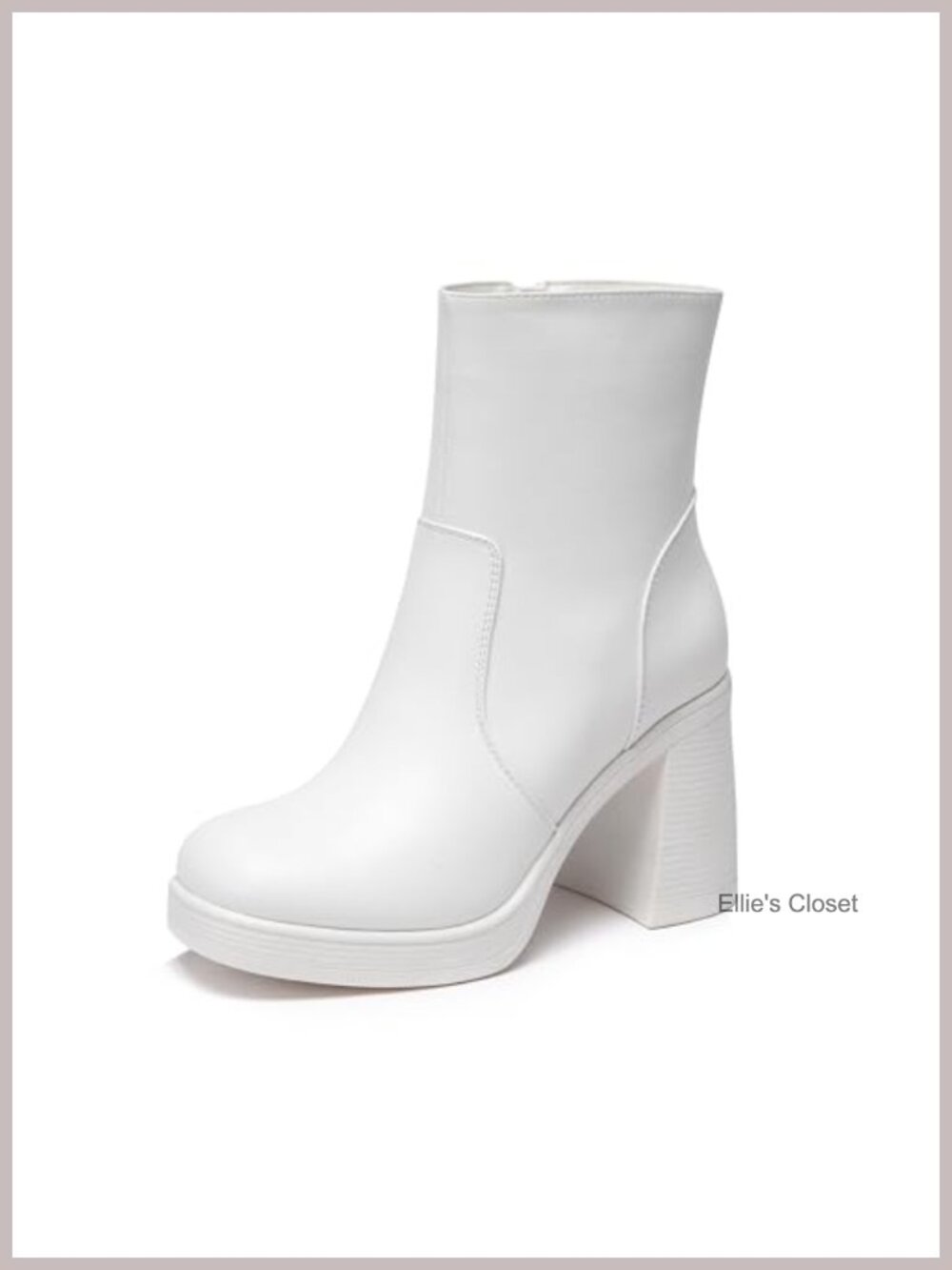 Glamnest Women's Platform Gogo Ankle Boots with Zipper, Square Toe Chunky Block